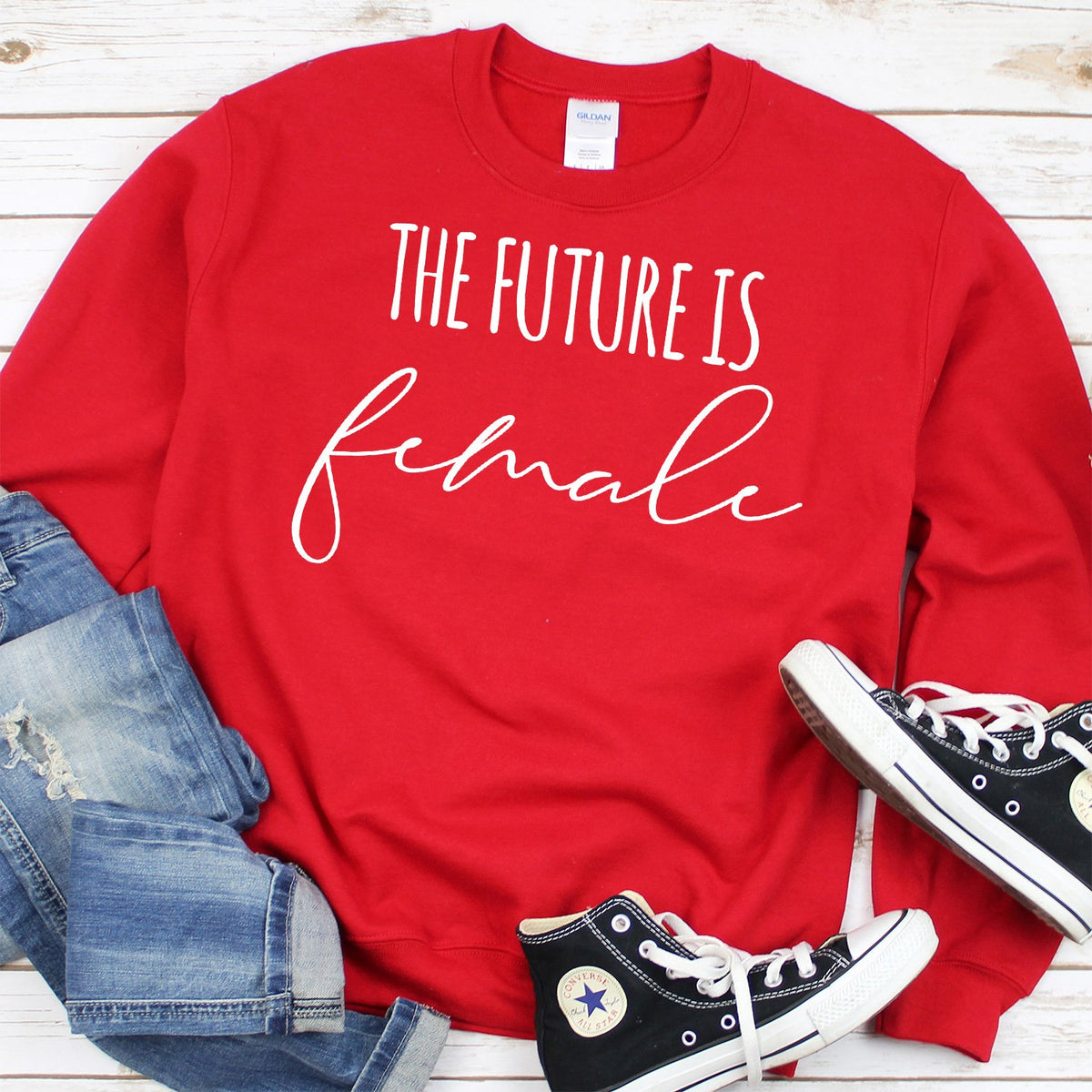 The Future is Female - Long Sleeve Heavy Crewneck Sweatshirt