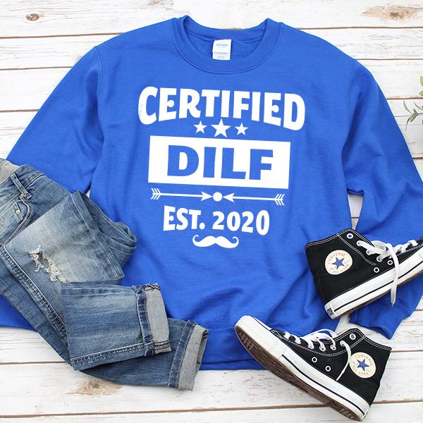 Certified DILF Est. 2020 - Long Sleeve Heavy Crewneck Sweatshirt
