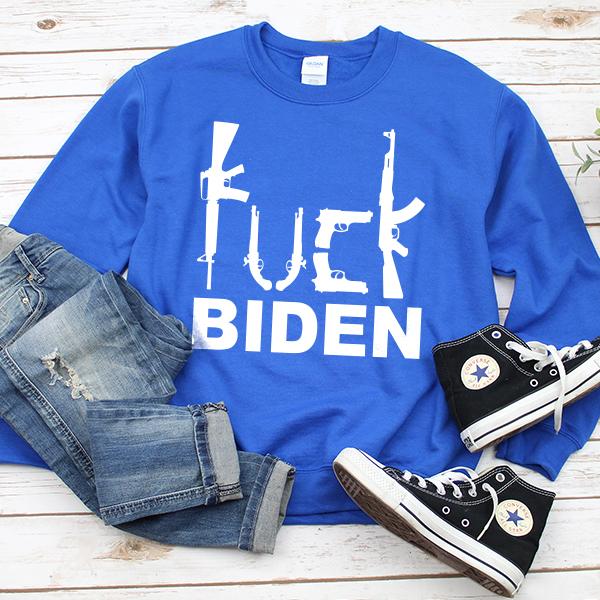 Fuck Biden Guns - Long Sleeve Heavy Crewneck Sweatshirt