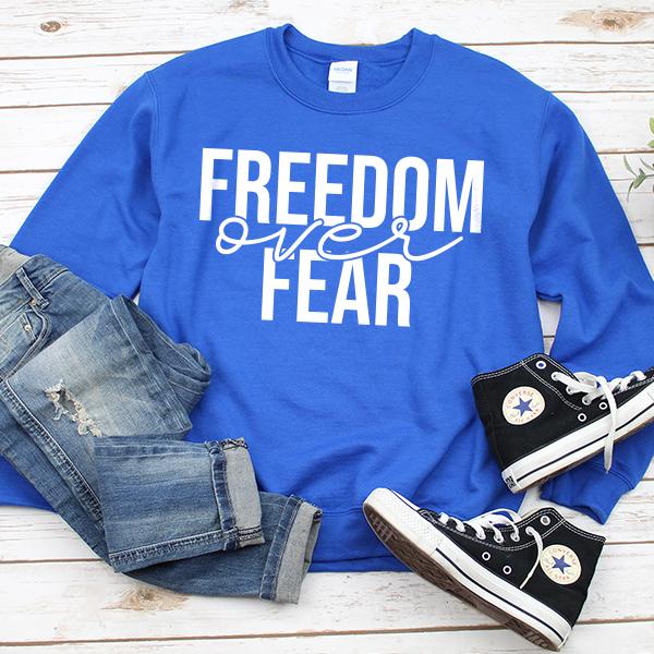 Freedom Over Fear - Long Sleeve Heavy Crewneck Sweatshirt