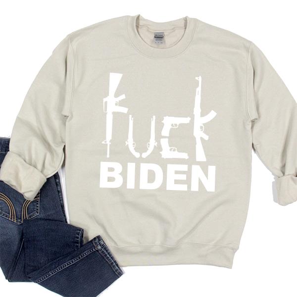 Fuck Biden Guns - Long Sleeve Heavy Crewneck Sweatshirt