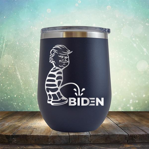 Trump Peeing On Biden - Stemless Wine Cup