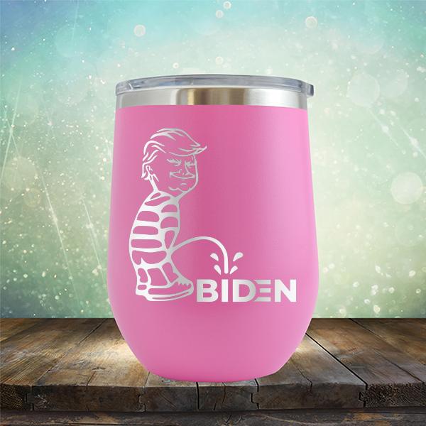 Trump Peeing On Biden - Stemless Wine Cup