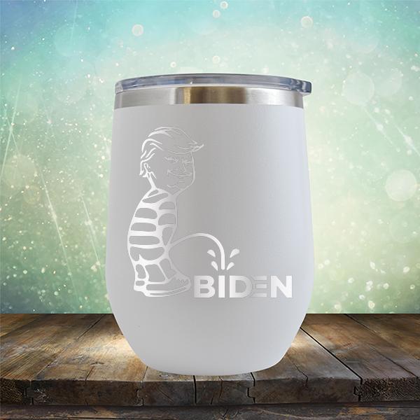 Trump Peeing On Biden - Stemless Wine Cup